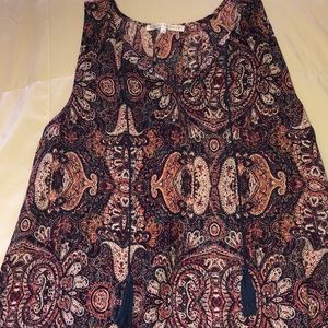 Paisley print tank with tassels